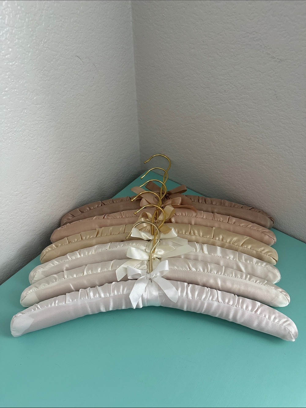 Satin padded heavy duty hangers-set of 6ct. in natural ombré colors-brand new.